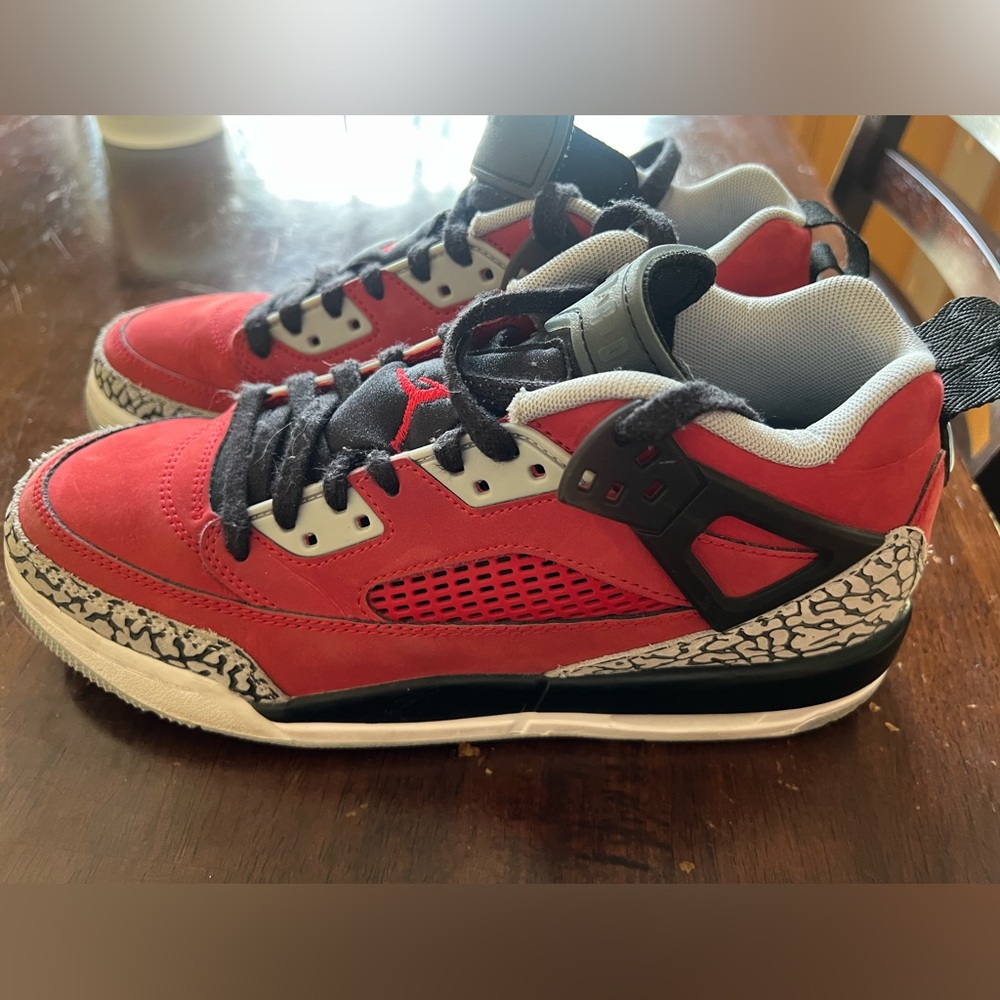 Jordan Kids Red, Black and Gray Retro-Style Sneakers